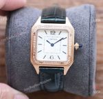 Copy Cartier Alberto Santos-Dumont de Quartz watches Rose Gold with Diamonds